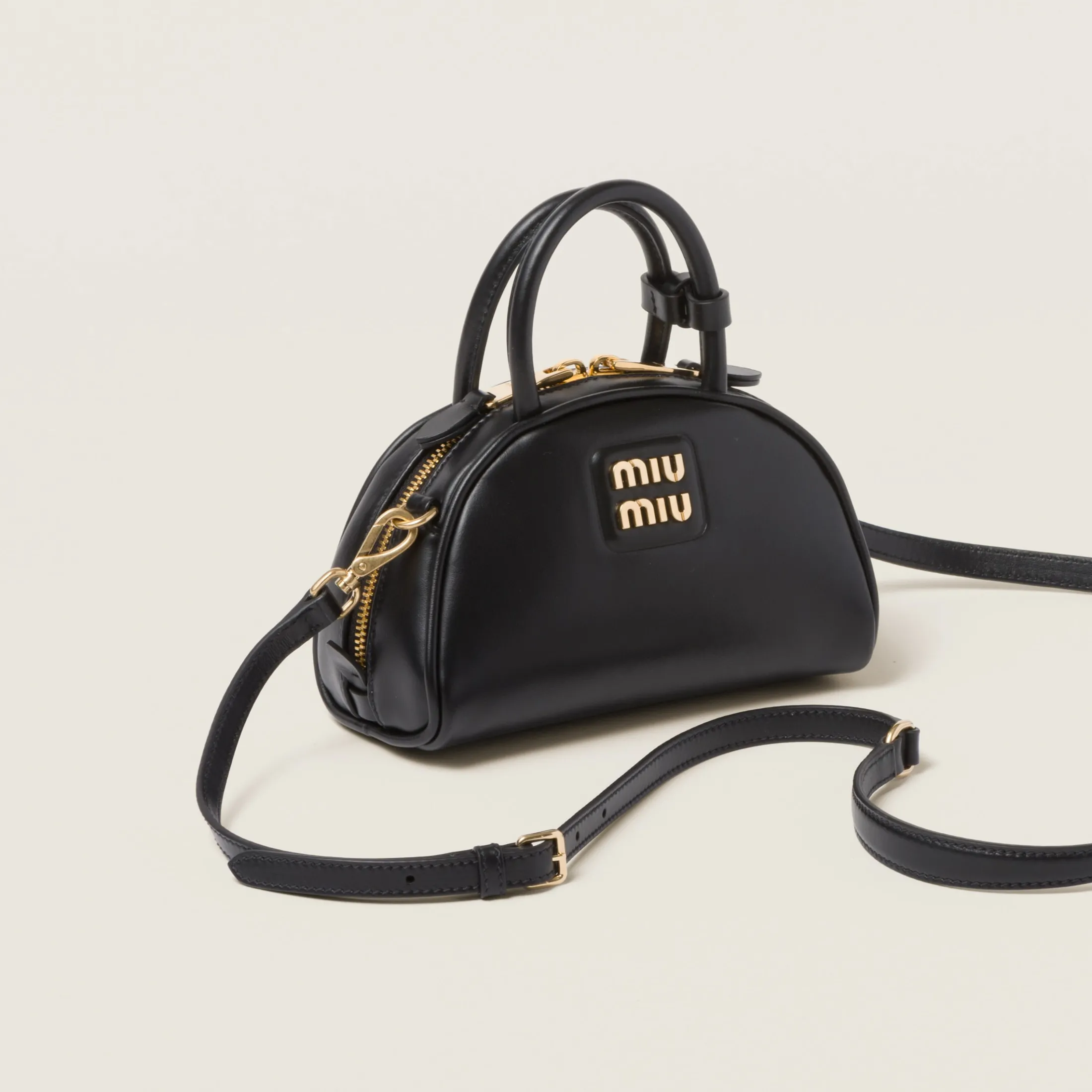 Black Leather Top-handle Bag | Miu Miu