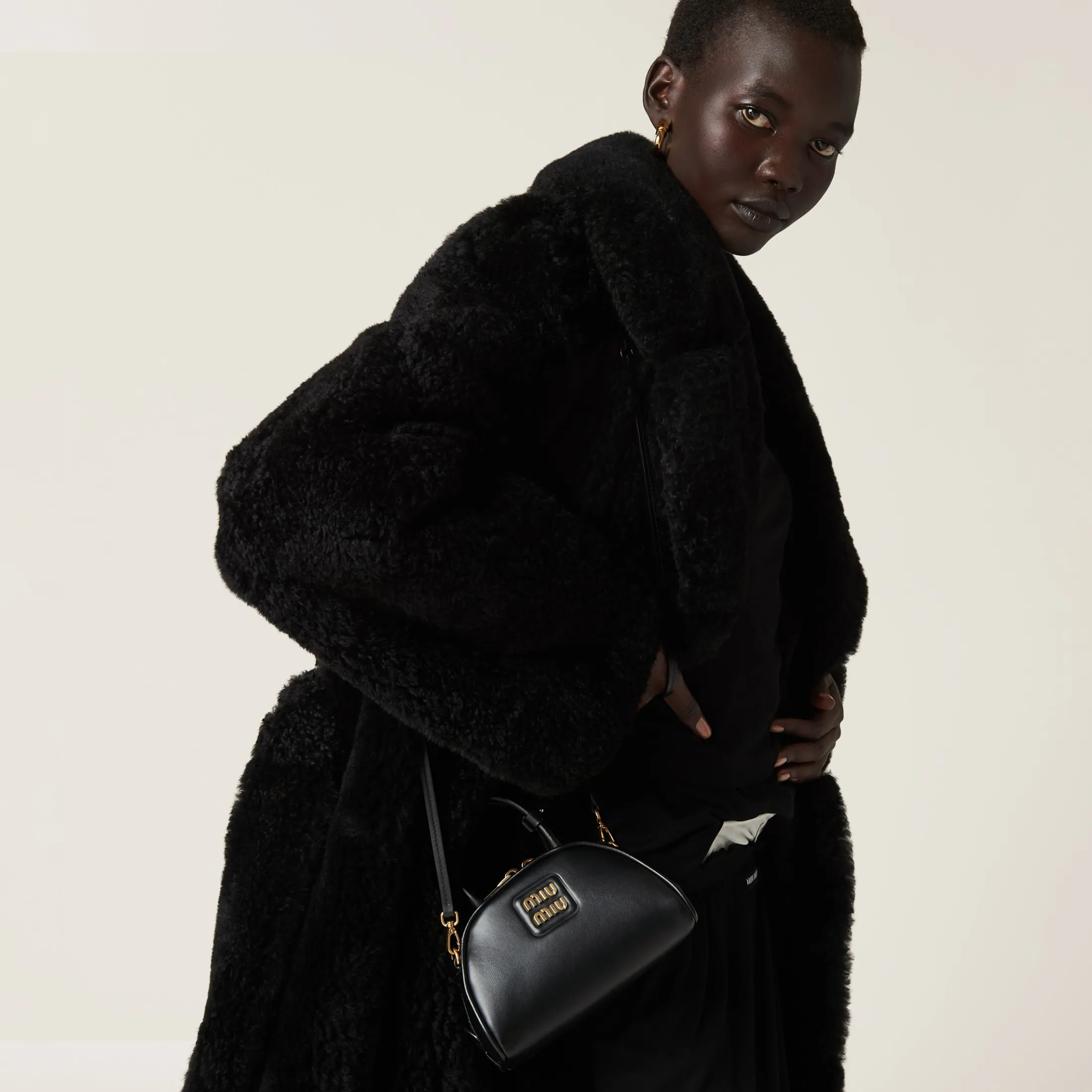 Black Leather Top-handle Bag | Miu Miu