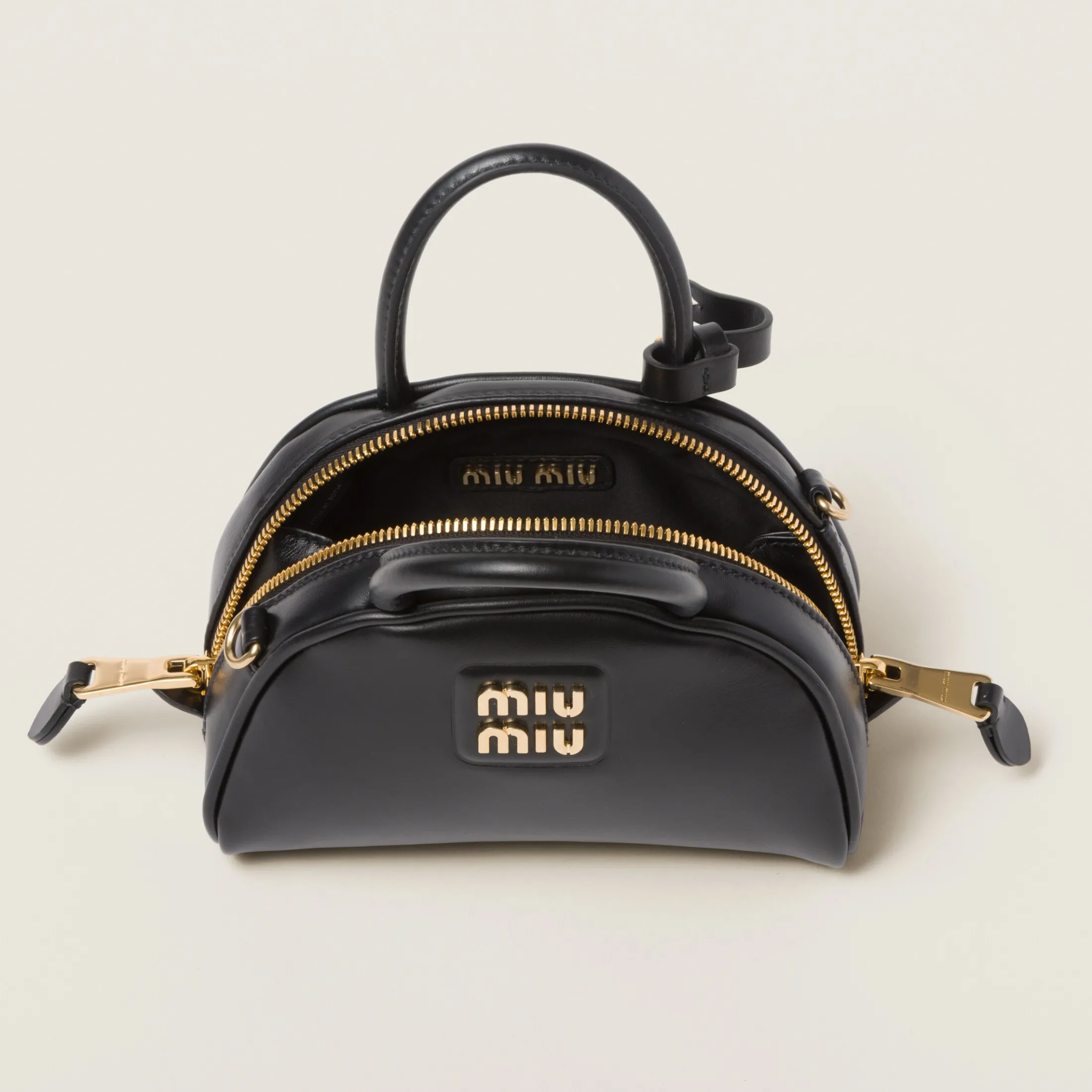 Black Leather Top-handle Bag | Miu Miu