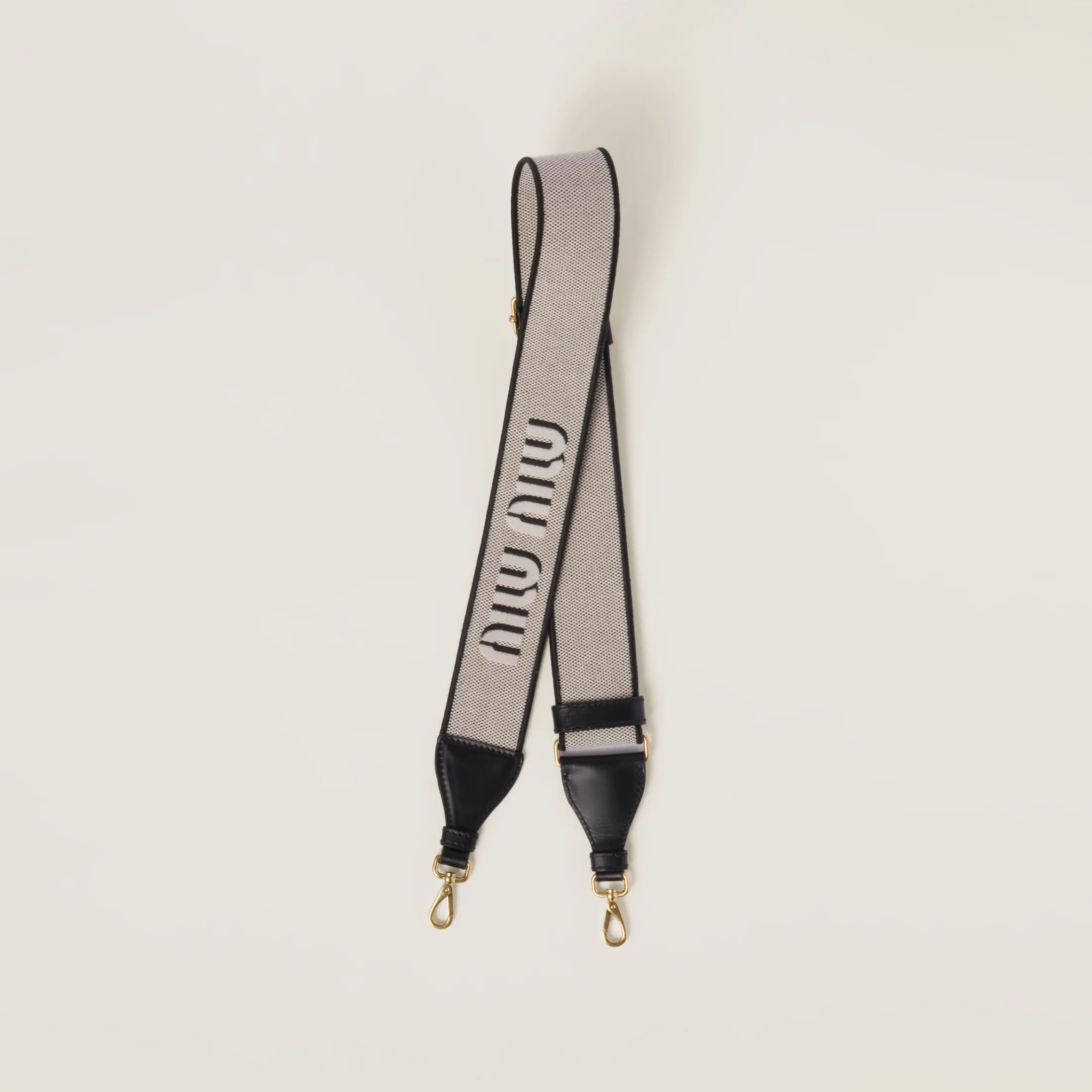 Black Linen Blend And Leather Shoulder Strap | Miu Miu