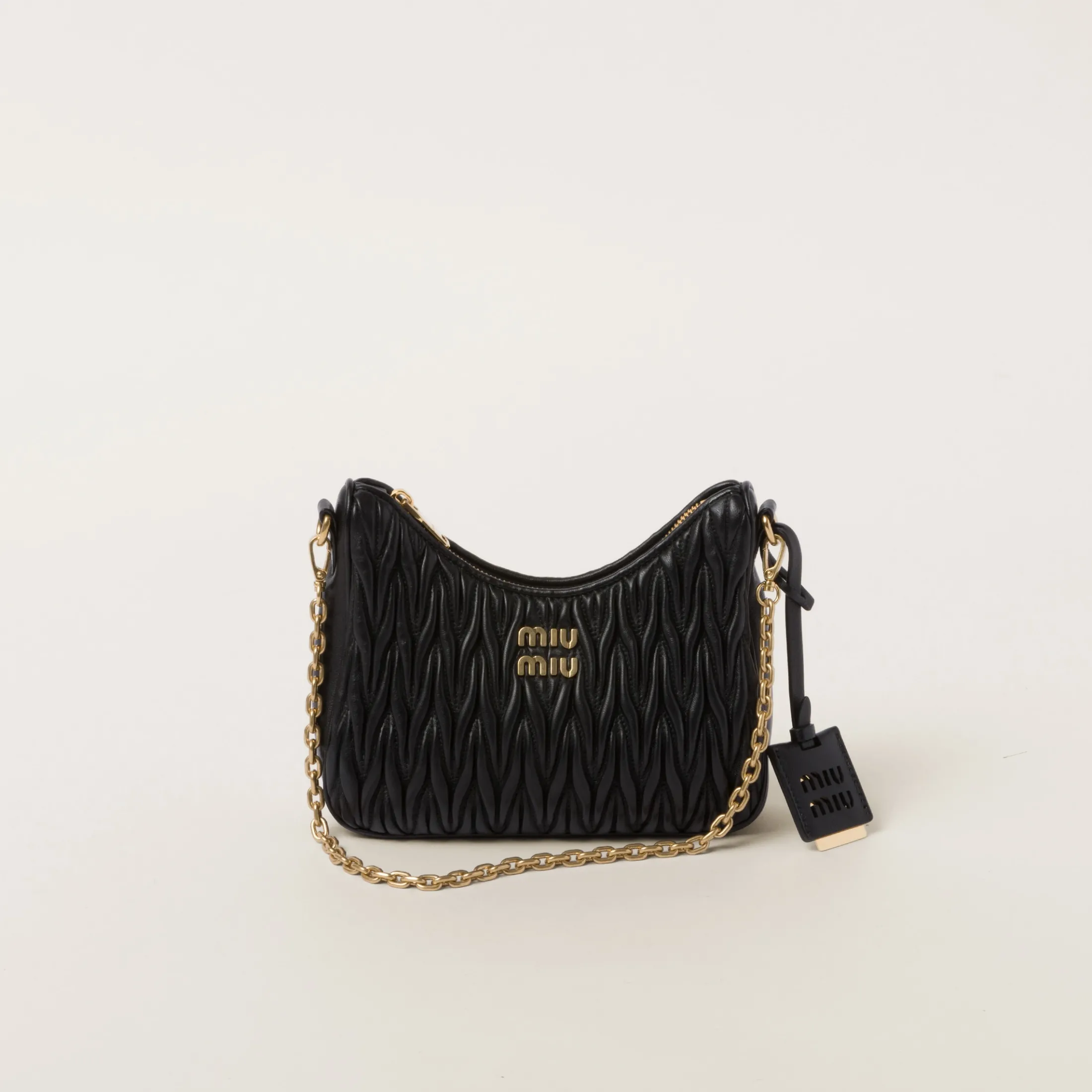 Black Matelassé Nappa Leather Shoulder Bag | Miu Miu