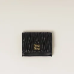 Black Matelassé Nappa Leather Card Holder | Miu Miu