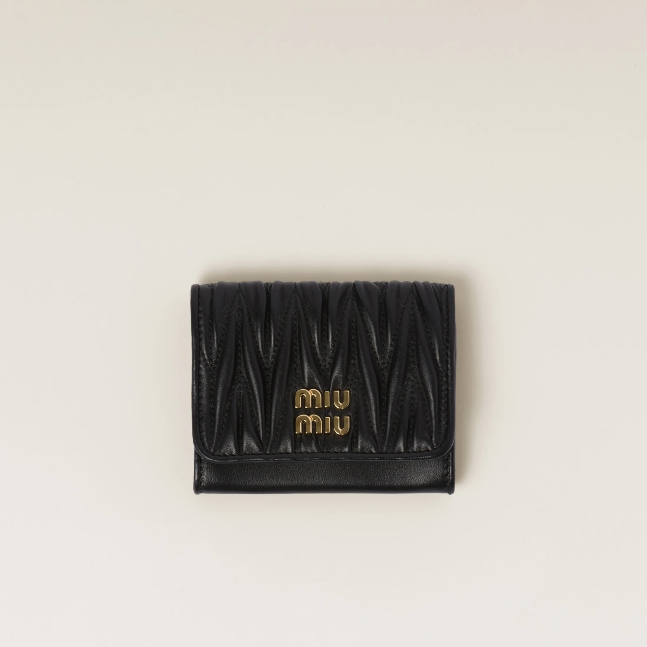Black Matelassé Nappa Leather Card Holder | Miu Miu