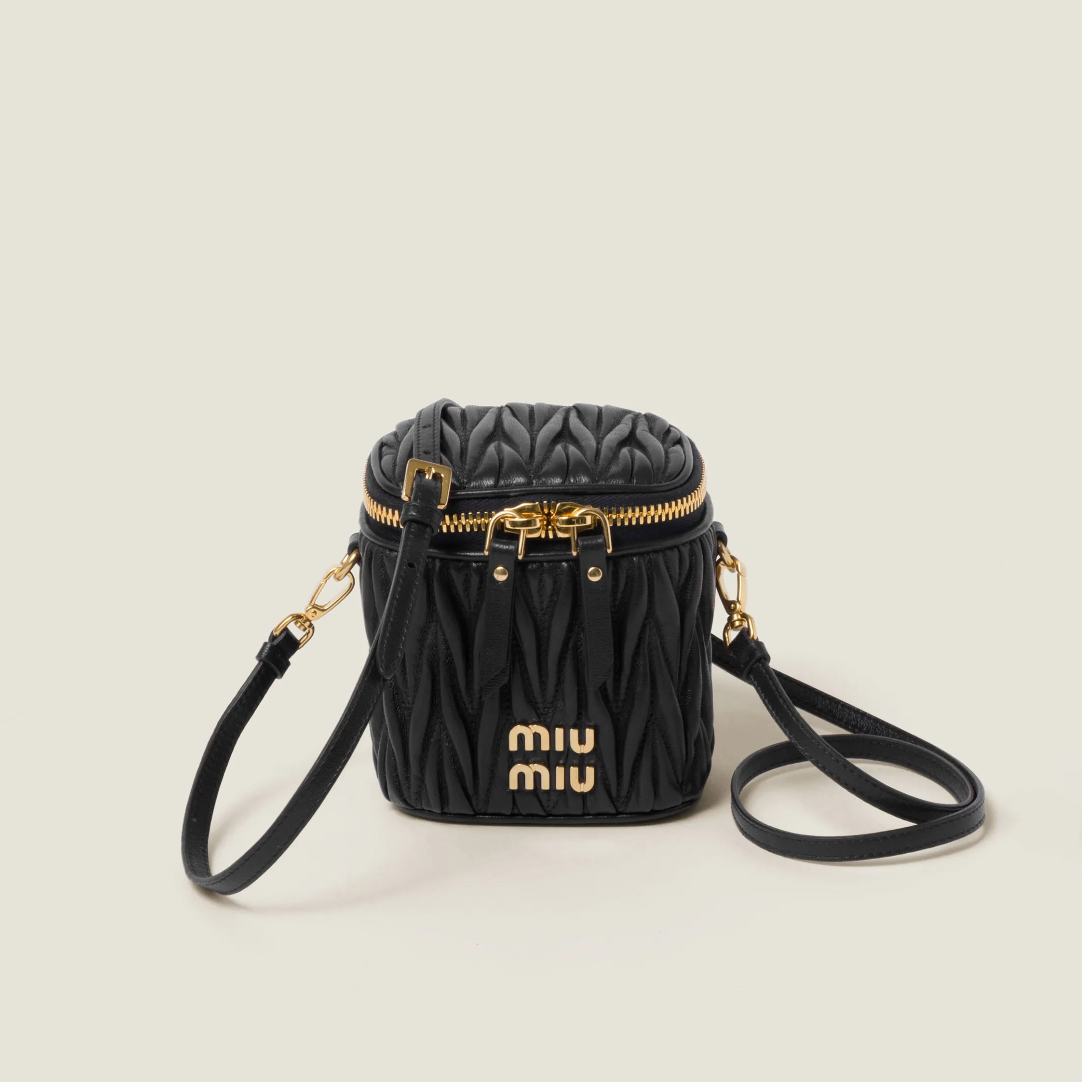 Black Matelassé Nappa Leather Micro Bag | Miu Miu