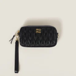 Black Matelassé Nappa Leather Pouch | Miu Miu