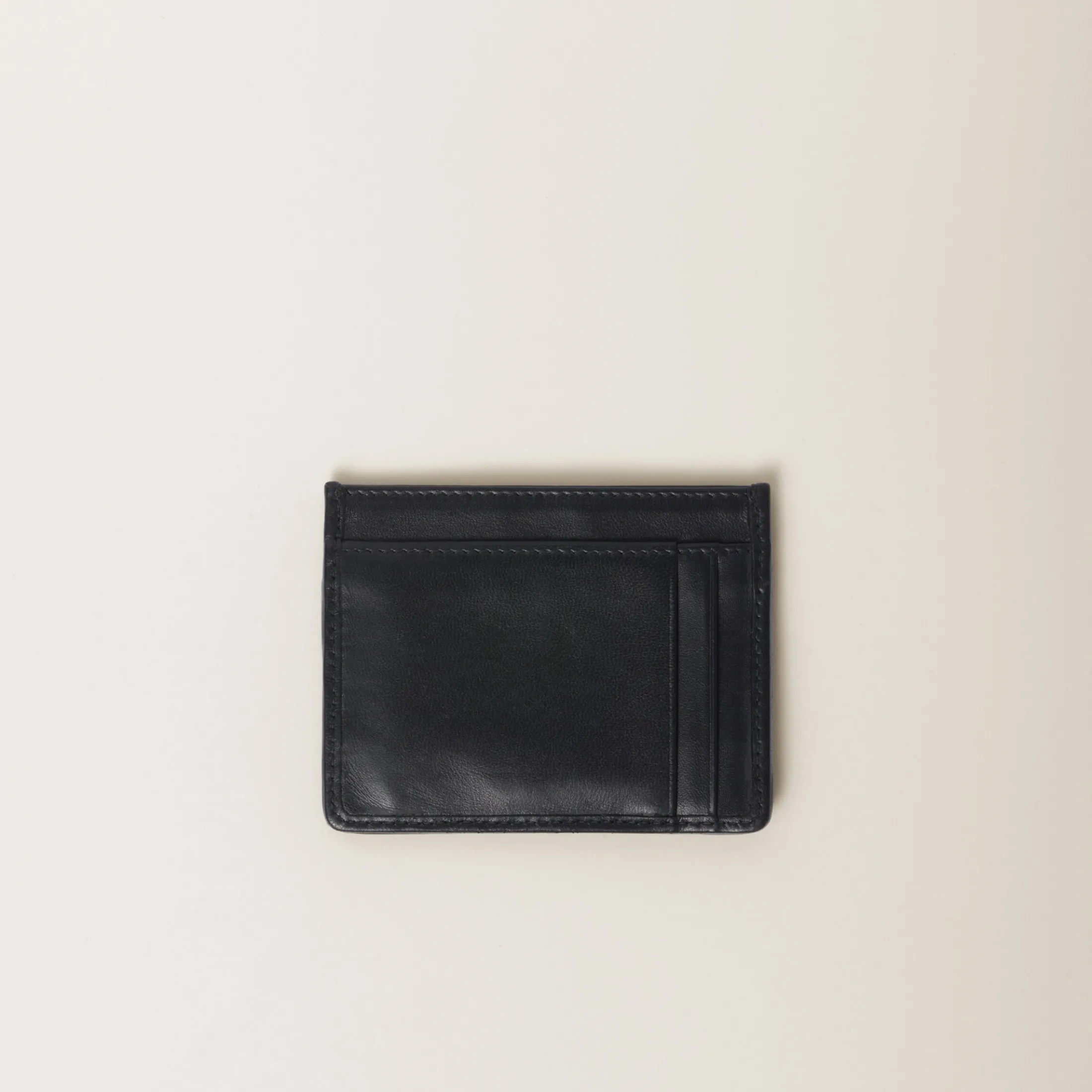 Black Matelassé Nappa Leather Card Holder | Miu Miu