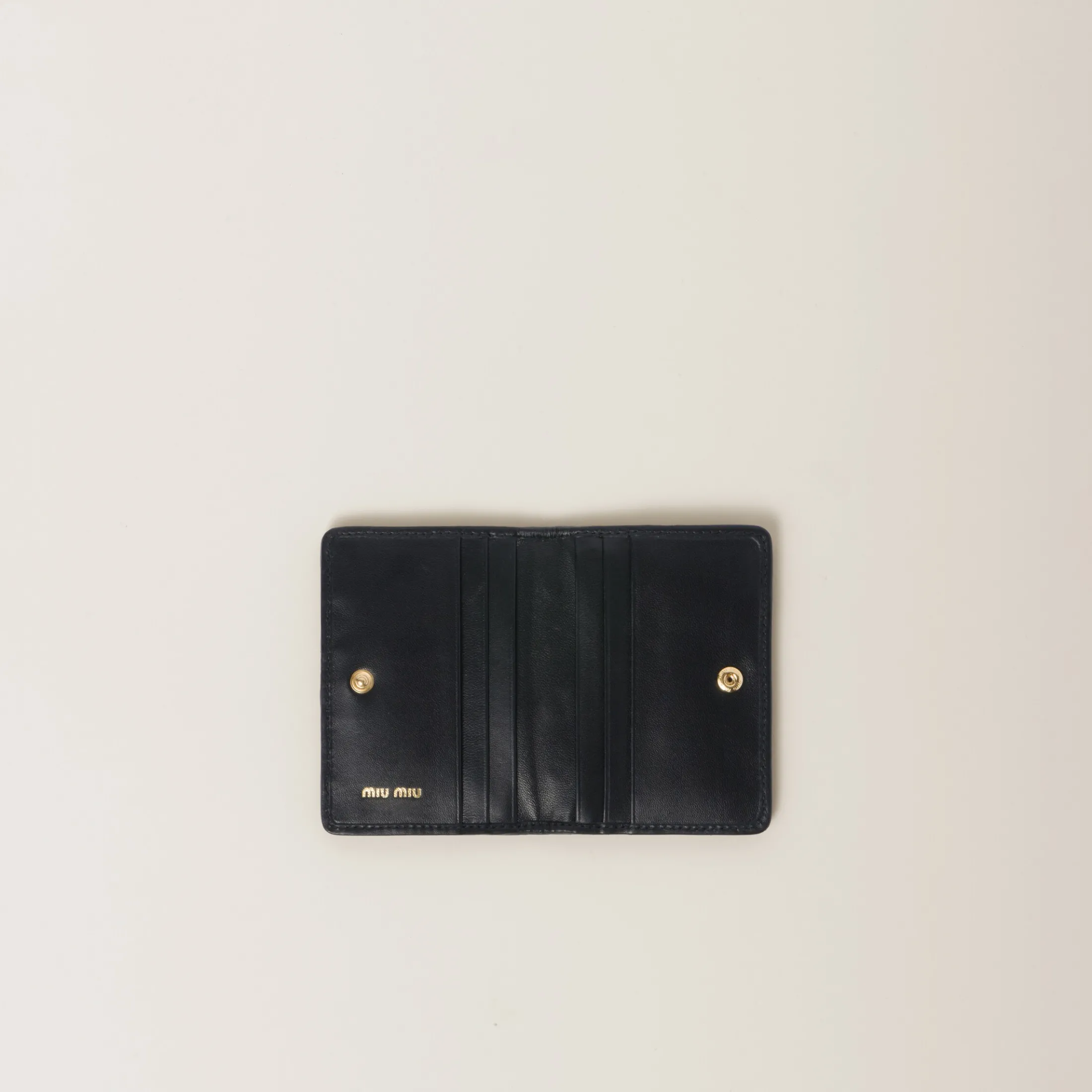Black Matelassé Nappa Leather Card Holder | Miu Miu