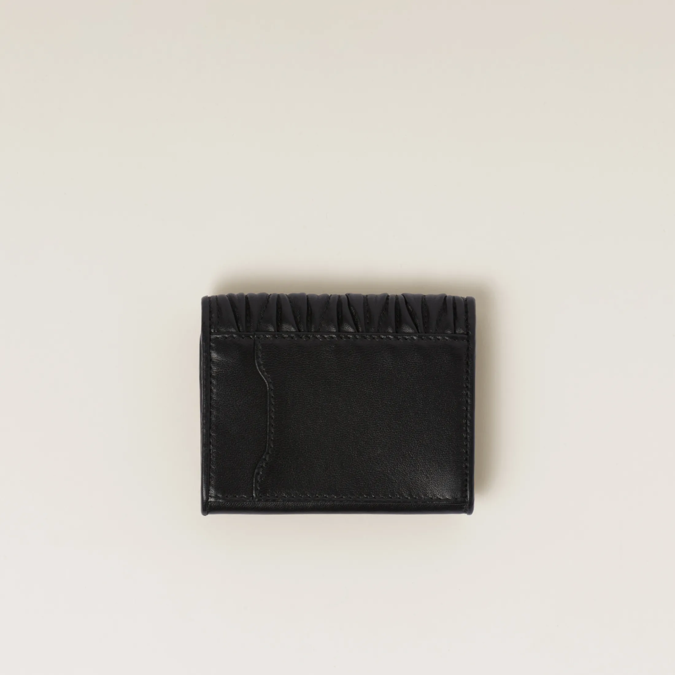 Black Matelassé Nappa Leather Card Holder | Miu Miu