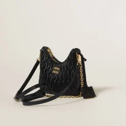 Black Matelassé Nappa Leather Shoulder Bag | Miu Miu