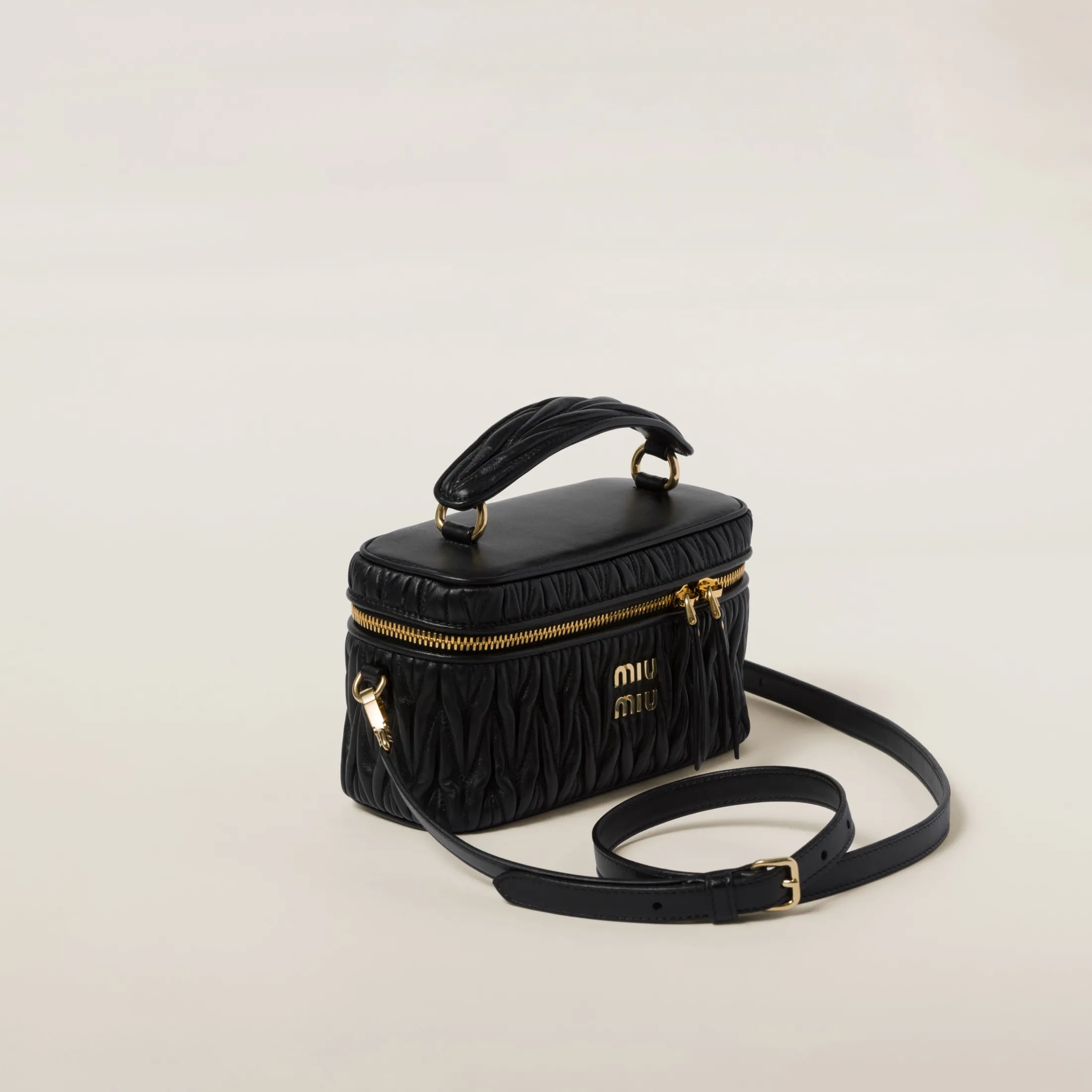 Black Matelassé Nappa Leather Shoulder Bag | Miu Miu