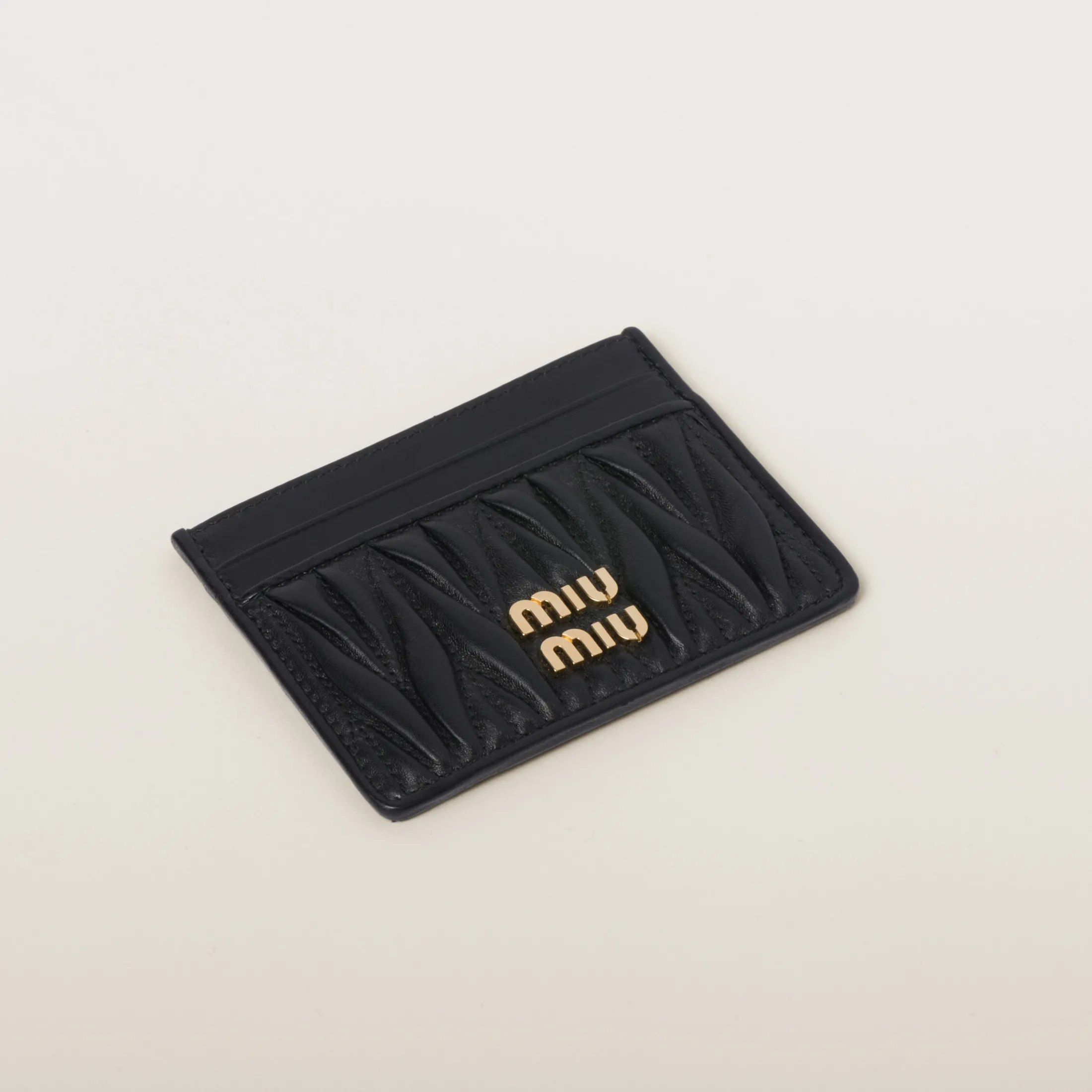 Black Matelassé Nappa Leather Card Holder | Miu Miu