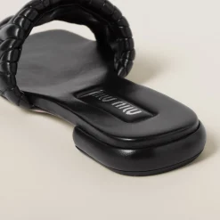 Black Matelassé Nappa Leather Slides | Miu Miu