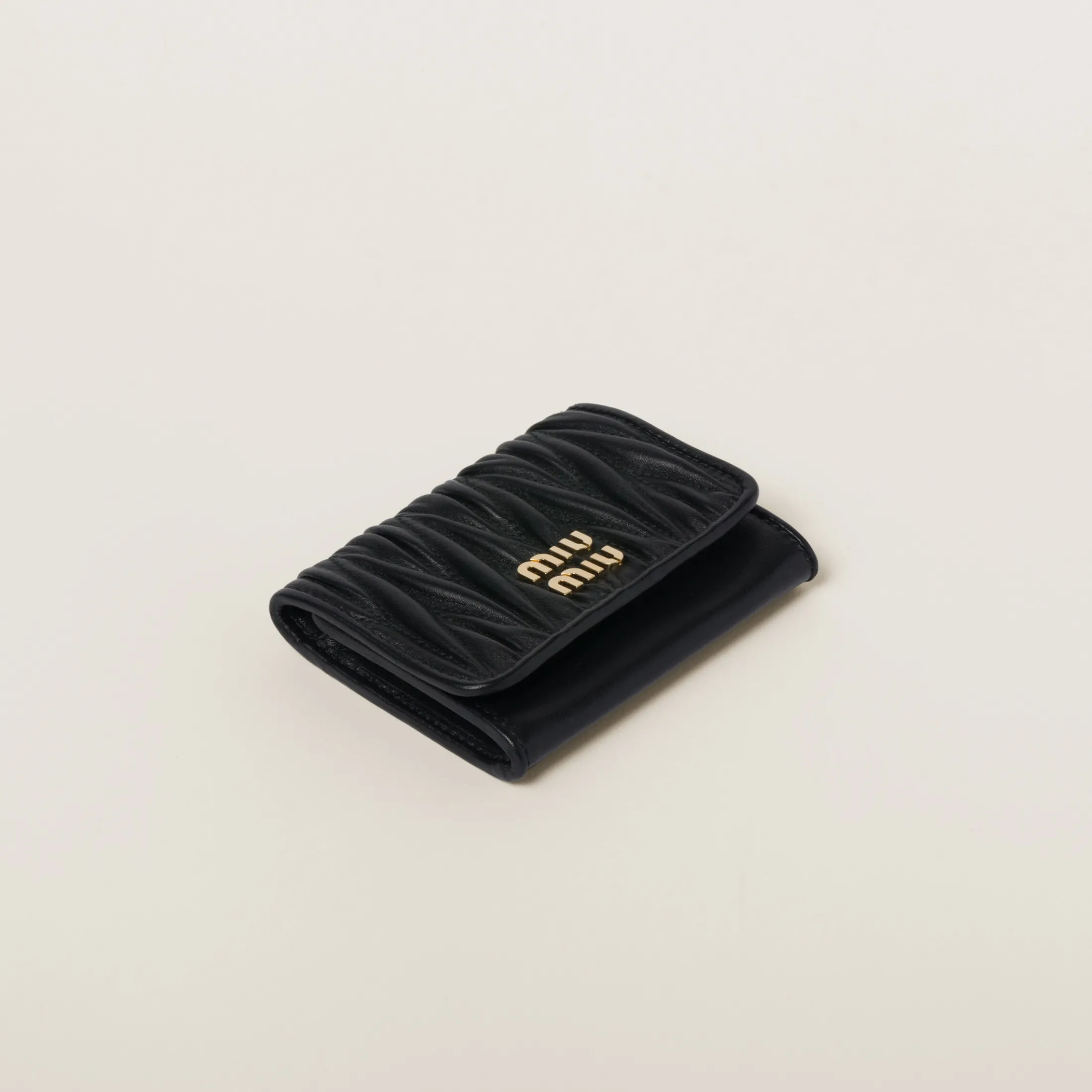 Black Matelassé Nappa Leather Card Holder | Miu Miu