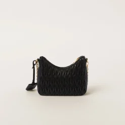 Black Matelassé Nappa Leather Shoulder Bag | Miu Miu