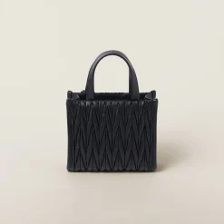 Black Matelassé Nappa Leather Handbag | Miu Miu