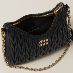 Black Matelassé Nappa Leather Shoulder Bag | Miu Miu