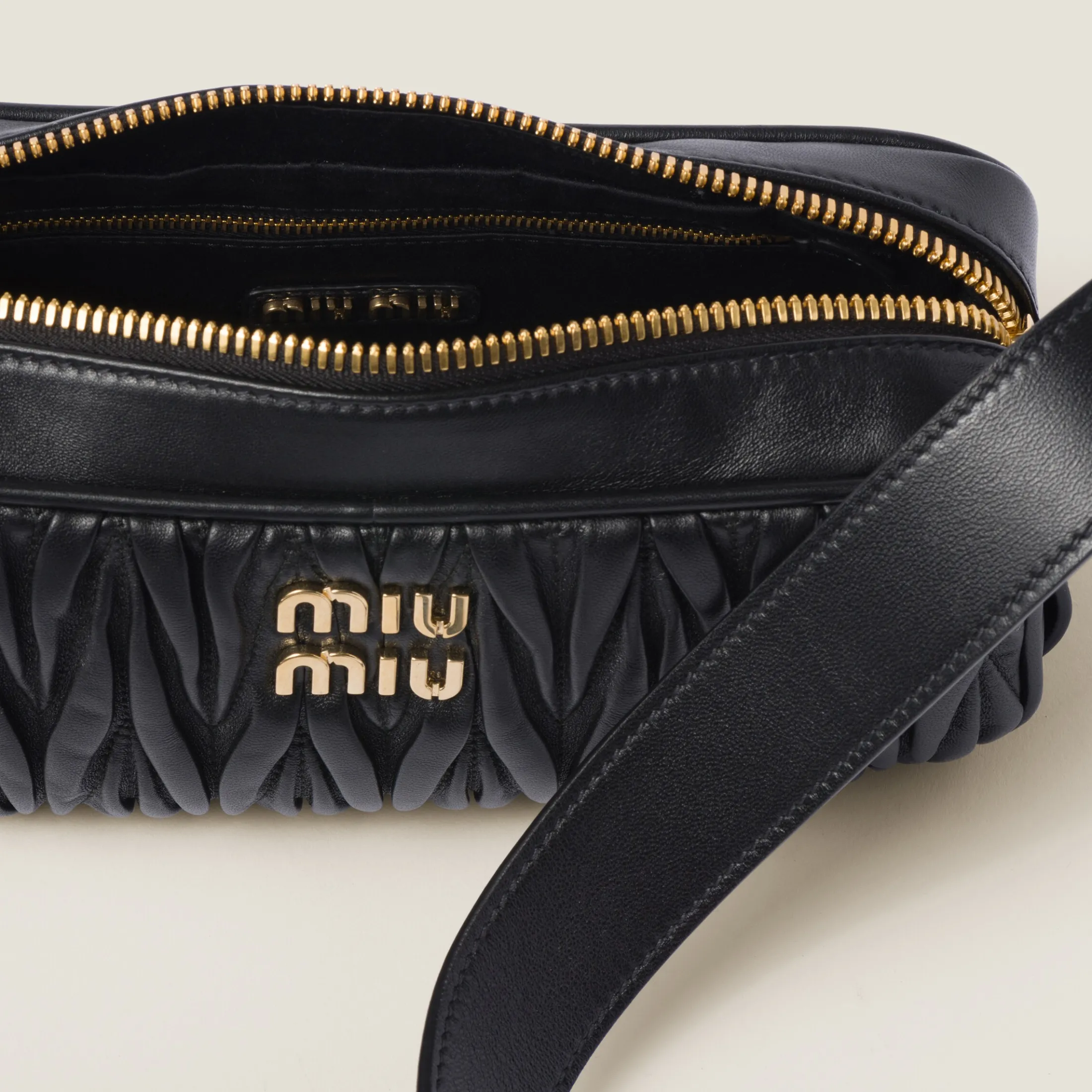 Black Matelassé Nappa Leather Shoulder Bag | Miu Miu