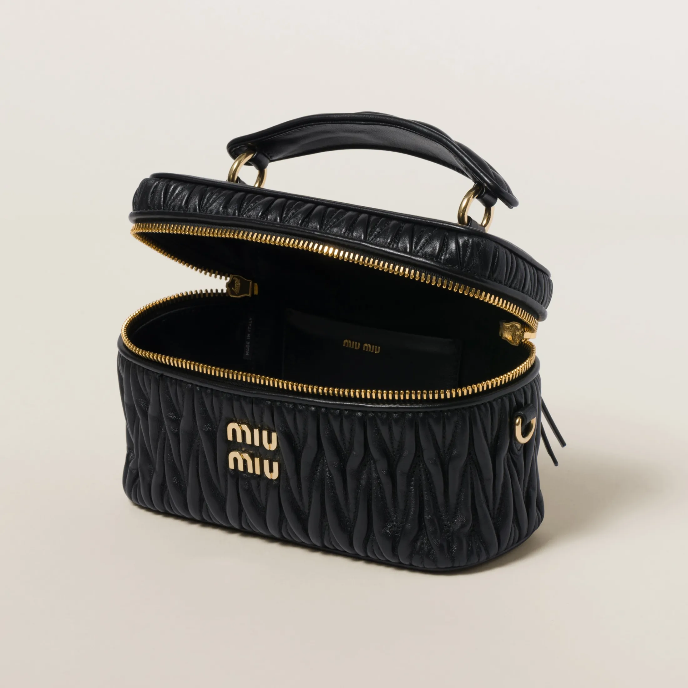 Black Matelassé Nappa Leather Shoulder Bag | Miu Miu