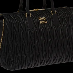 Black Matelassé Nappa Leather Handbag | Miu Miu
