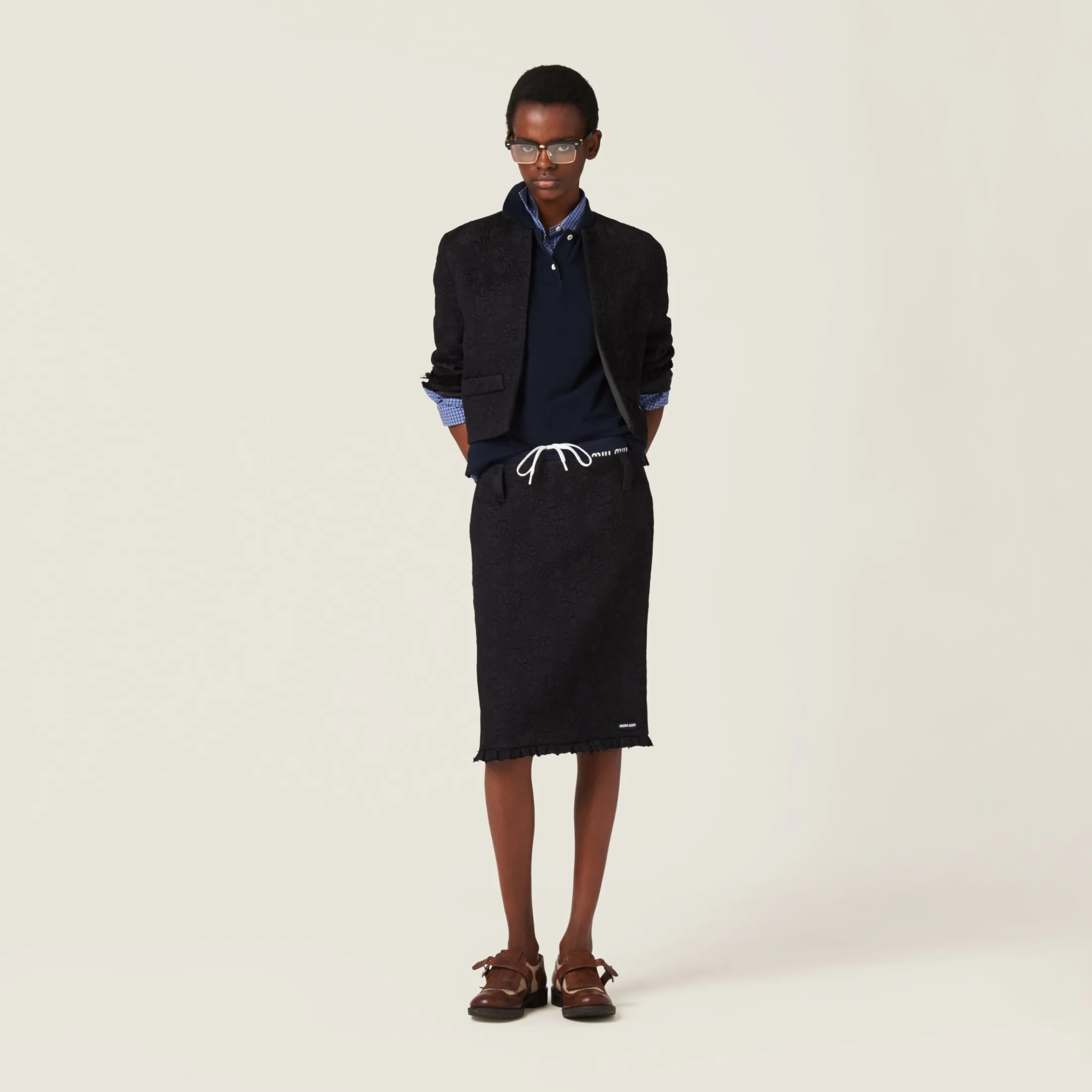 Black Matelassé Skirt | Miu Miu