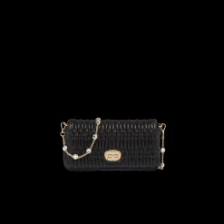 Black Miu Crystal Cloqué Nappa Leather Bag | Miu Miu