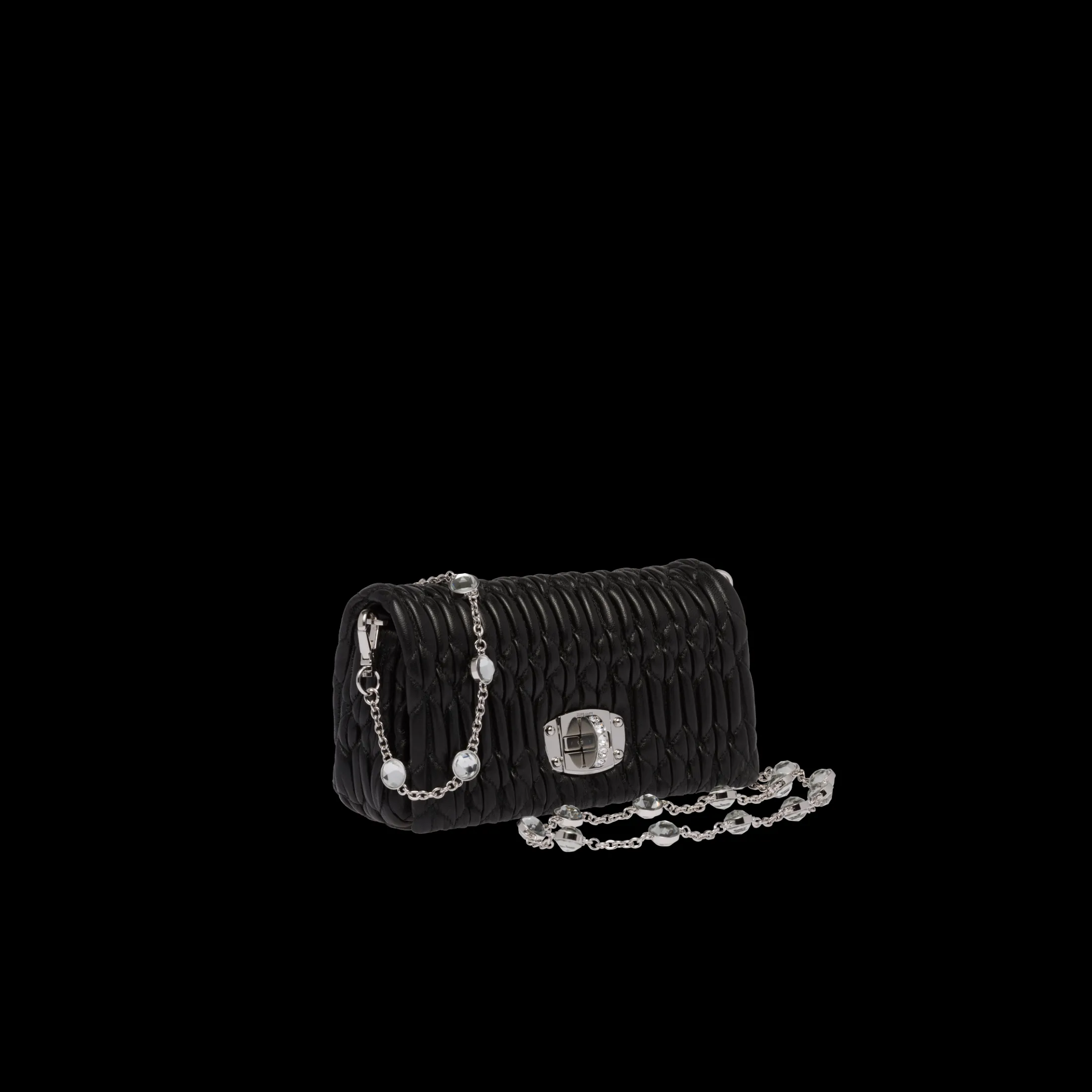Black Miu Crystal Nappa Leather And Crystal Mini-bag | Miu Miu