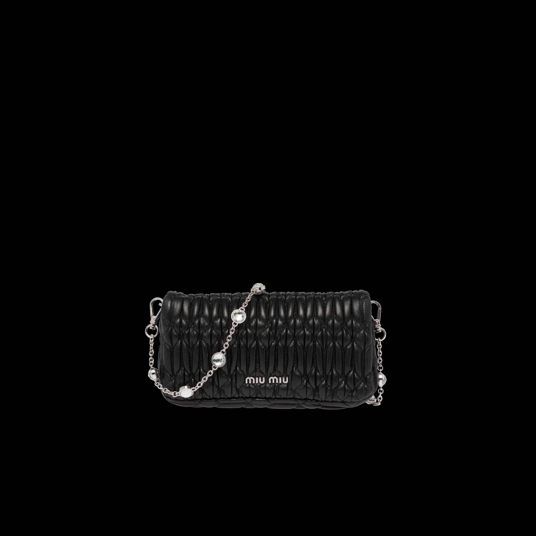Black Miu Crystal Nappa Leather And Crystal Mini-bag | Miu Miu