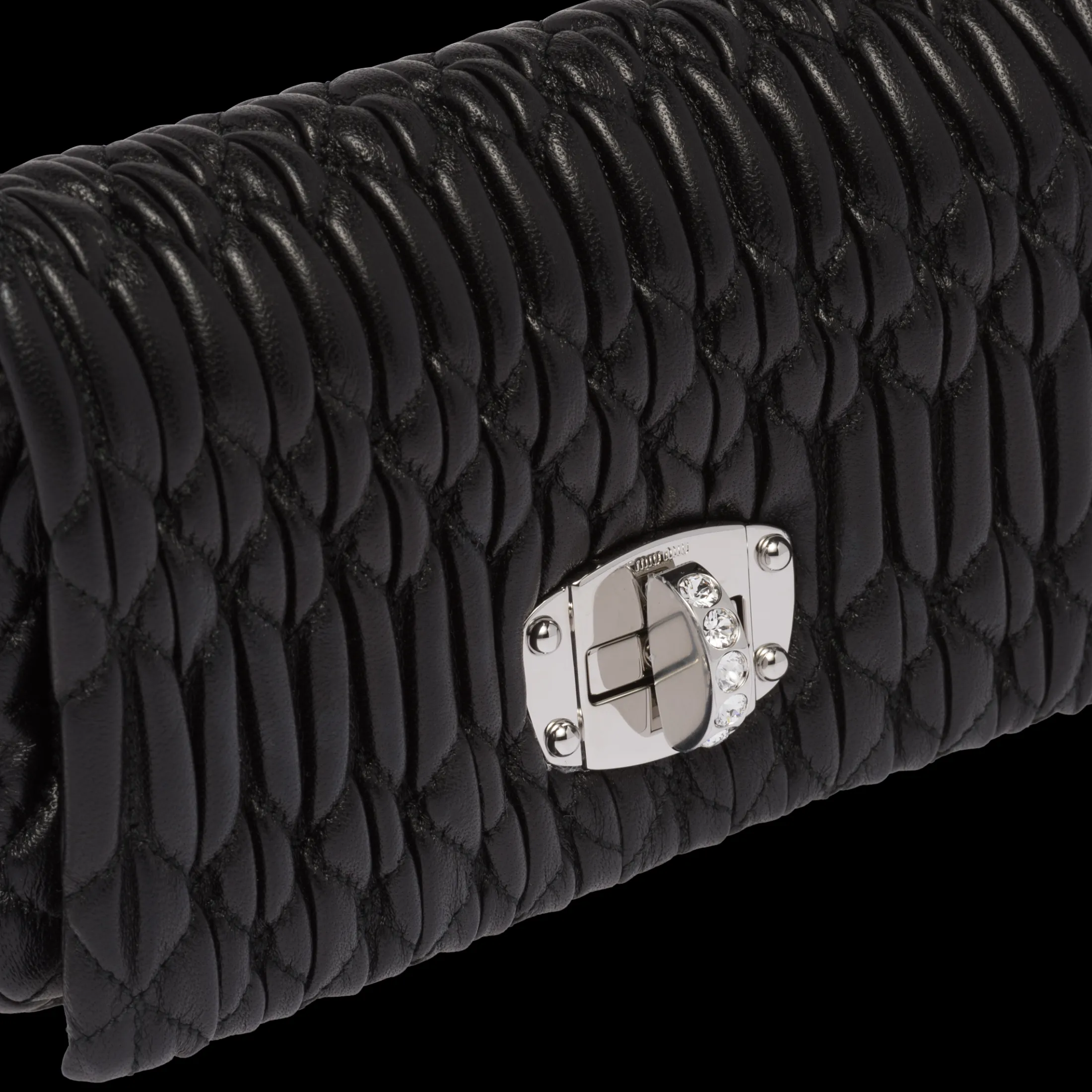Black Miu Crystal Nappa Leather And Crystal Mini-bag | Miu Miu