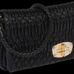 Black Miu Miu Iconic Crystal Cloqué Nappa Leather Bag | Miu Miu
