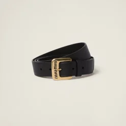 Black Nappa Leather Belt | Miu Miu