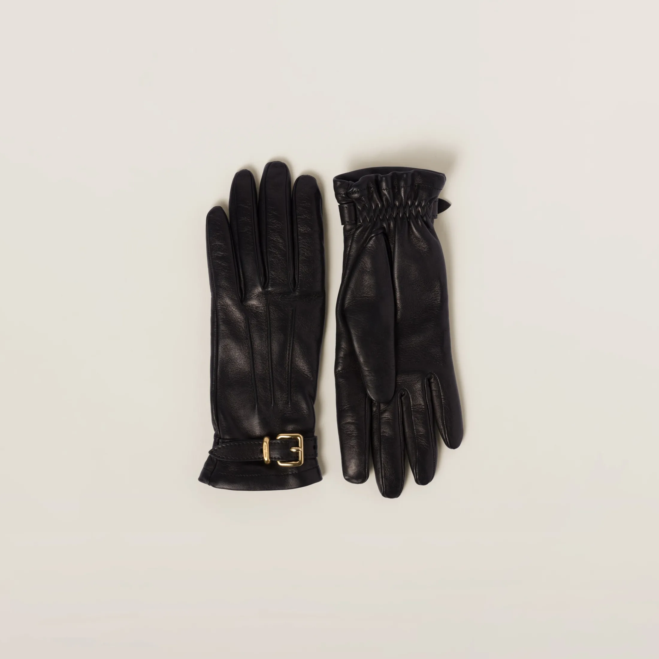Black Nappa Leather Gloves | Miu Miu