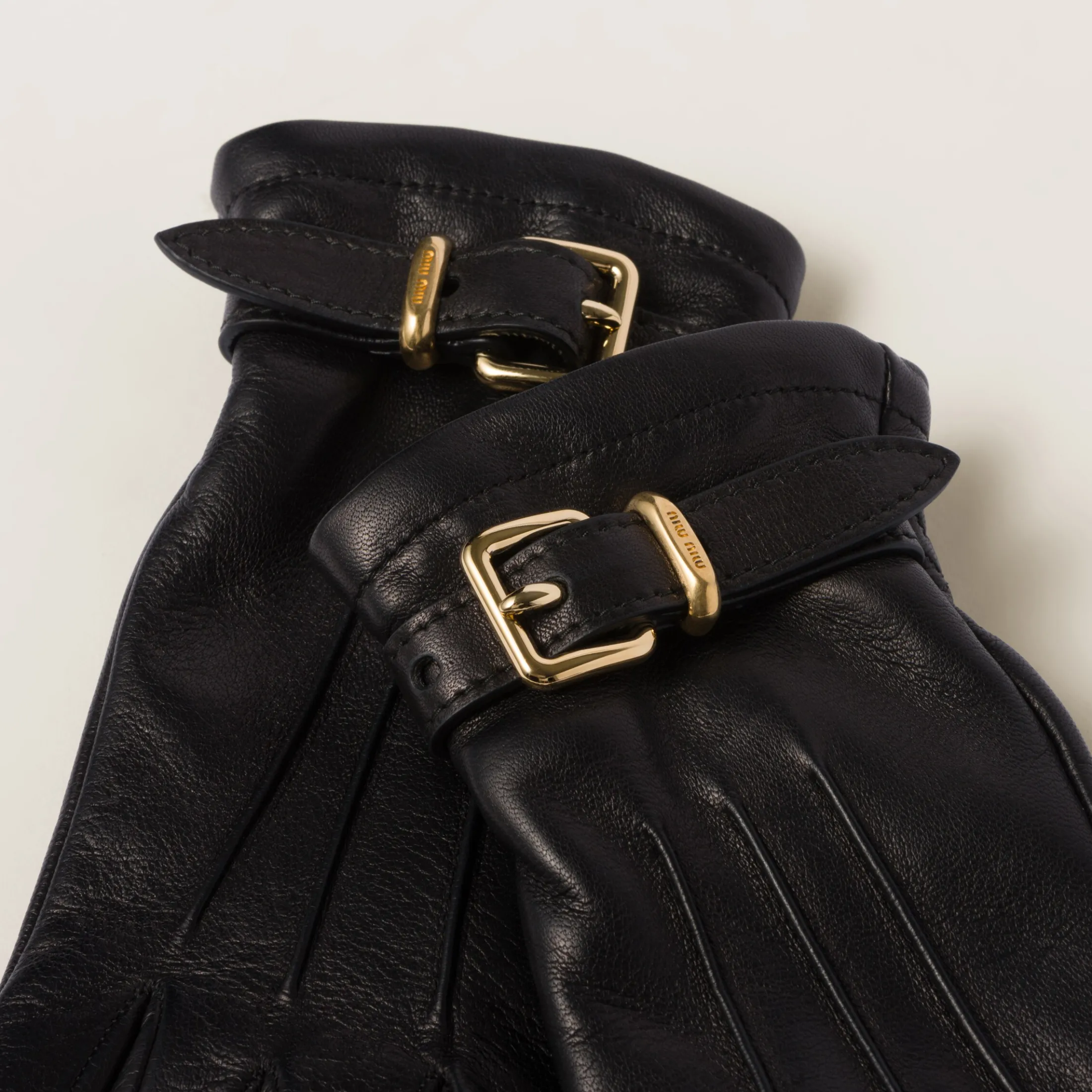 Black Nappa Leather Gloves | Miu Miu