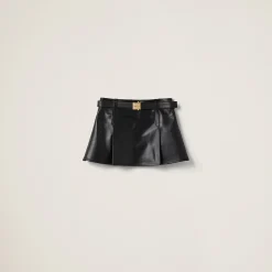 Black Nappa Leather Miniskirt | Miu Miu