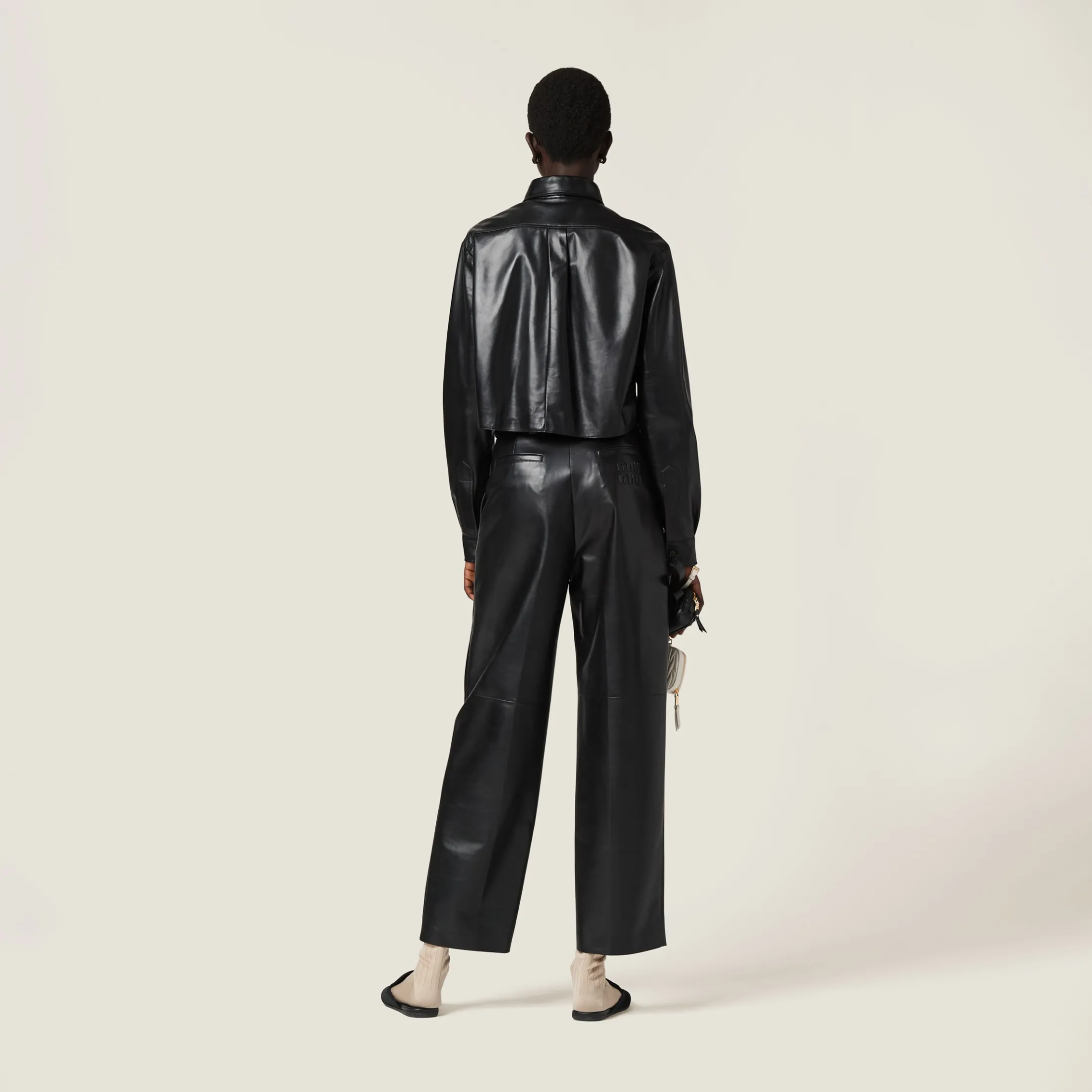 Black Nappa Leather Shirt | Miu Miu