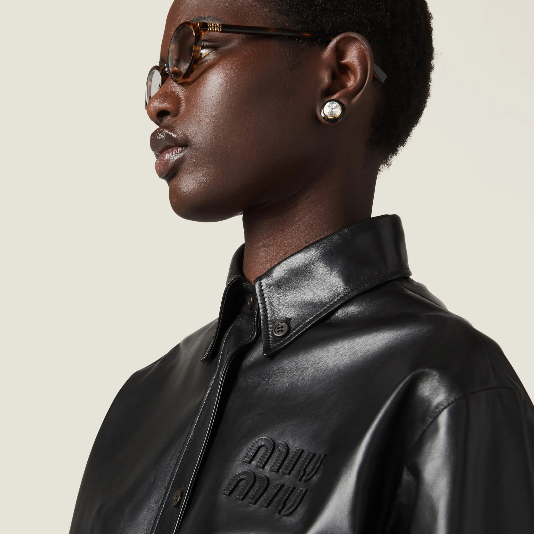 Black Nappa Leather Shirt | Miu Miu
