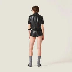 Black Nappa Leather Shorts | Miu Miu