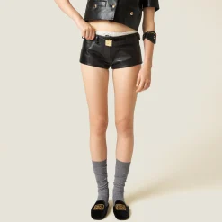 Black Nappa Leather Shorts | Miu Miu