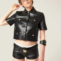 Black Nappa Leather Shorts | Miu Miu