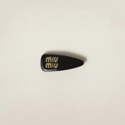 Black Patent Leather Hair Clip | Miu Miu