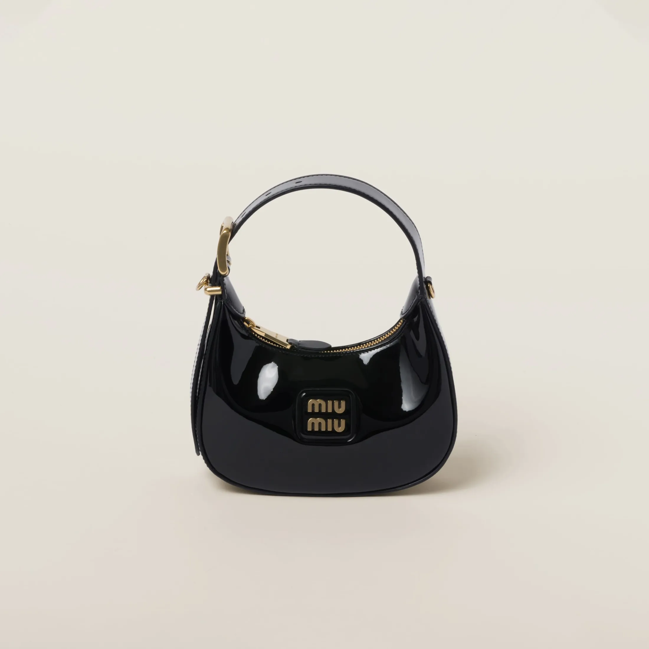 Black Patent Leather Hobo Bag | Miu Miu