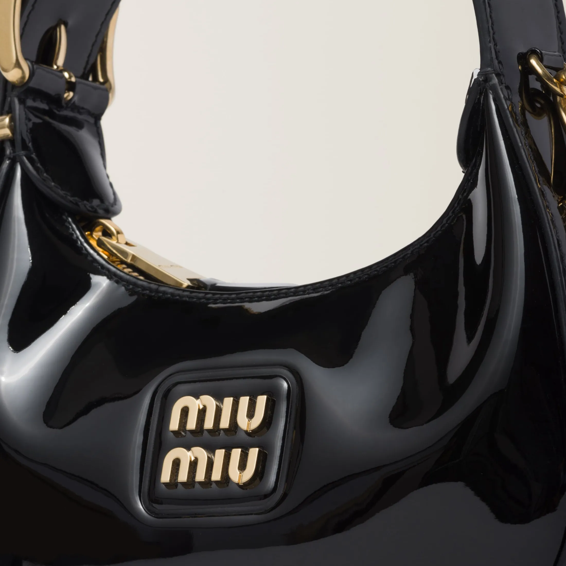Black Patent Leather Hobo Bag | Miu Miu