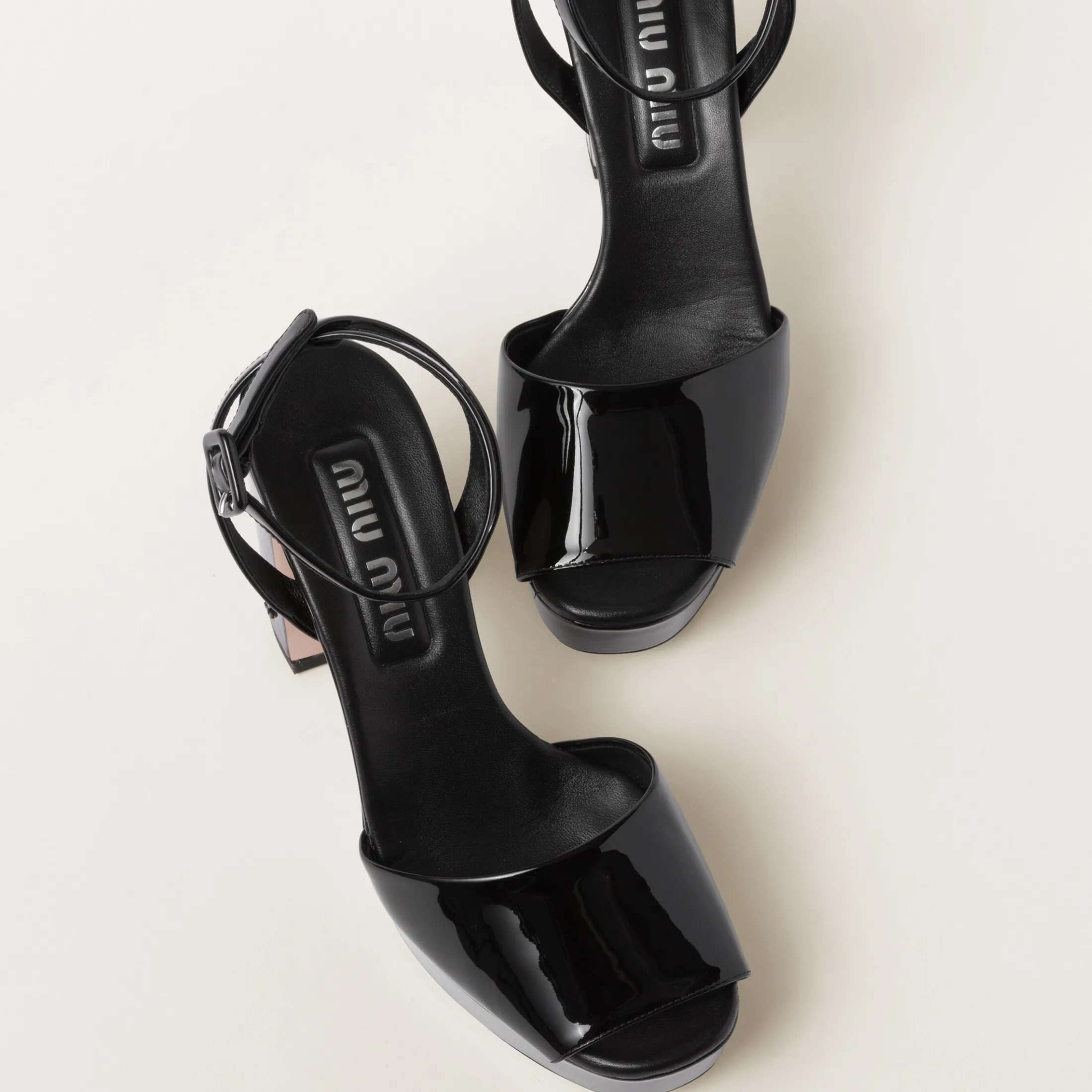 Black Patent Leather Platform Sandals | Miu Miu