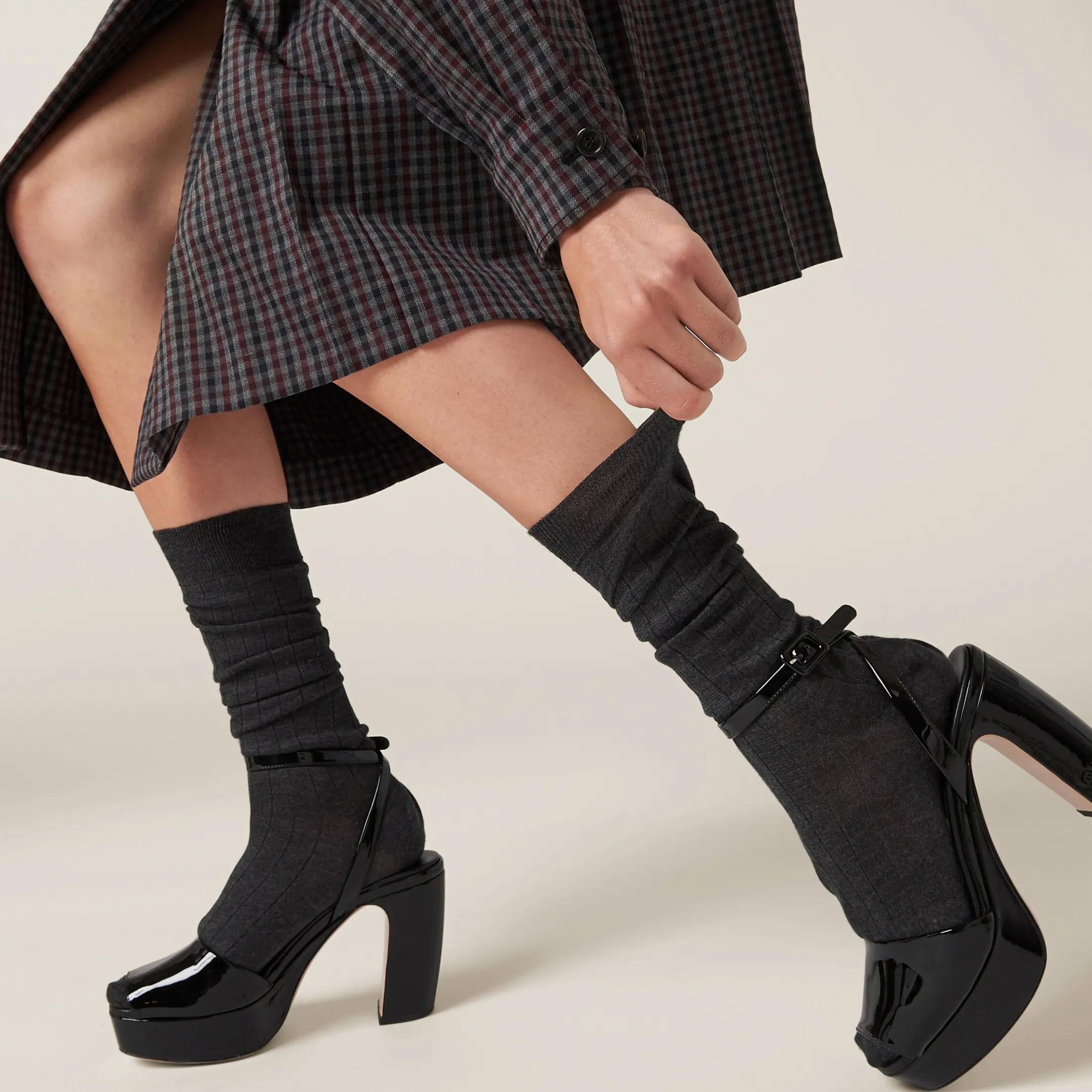 Black Patent Leather Platform Sandals | Miu Miu