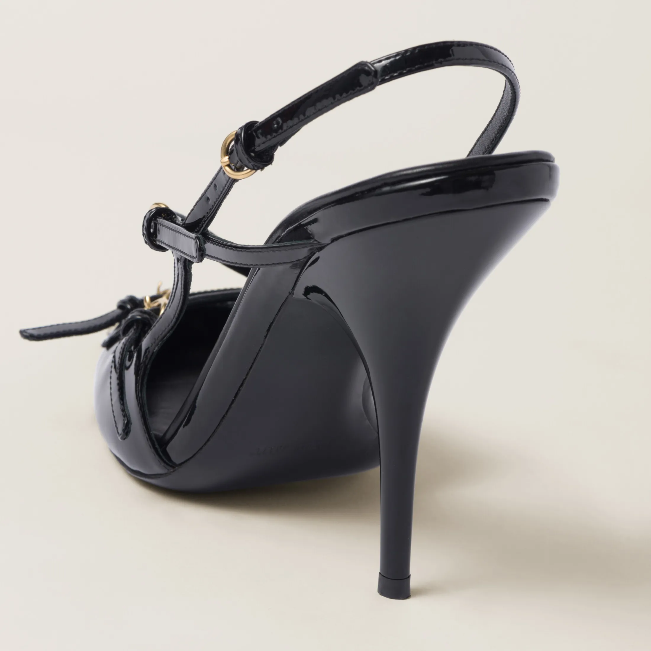 Black Patent Leather Slingbacks With Buckles | Miu Miu