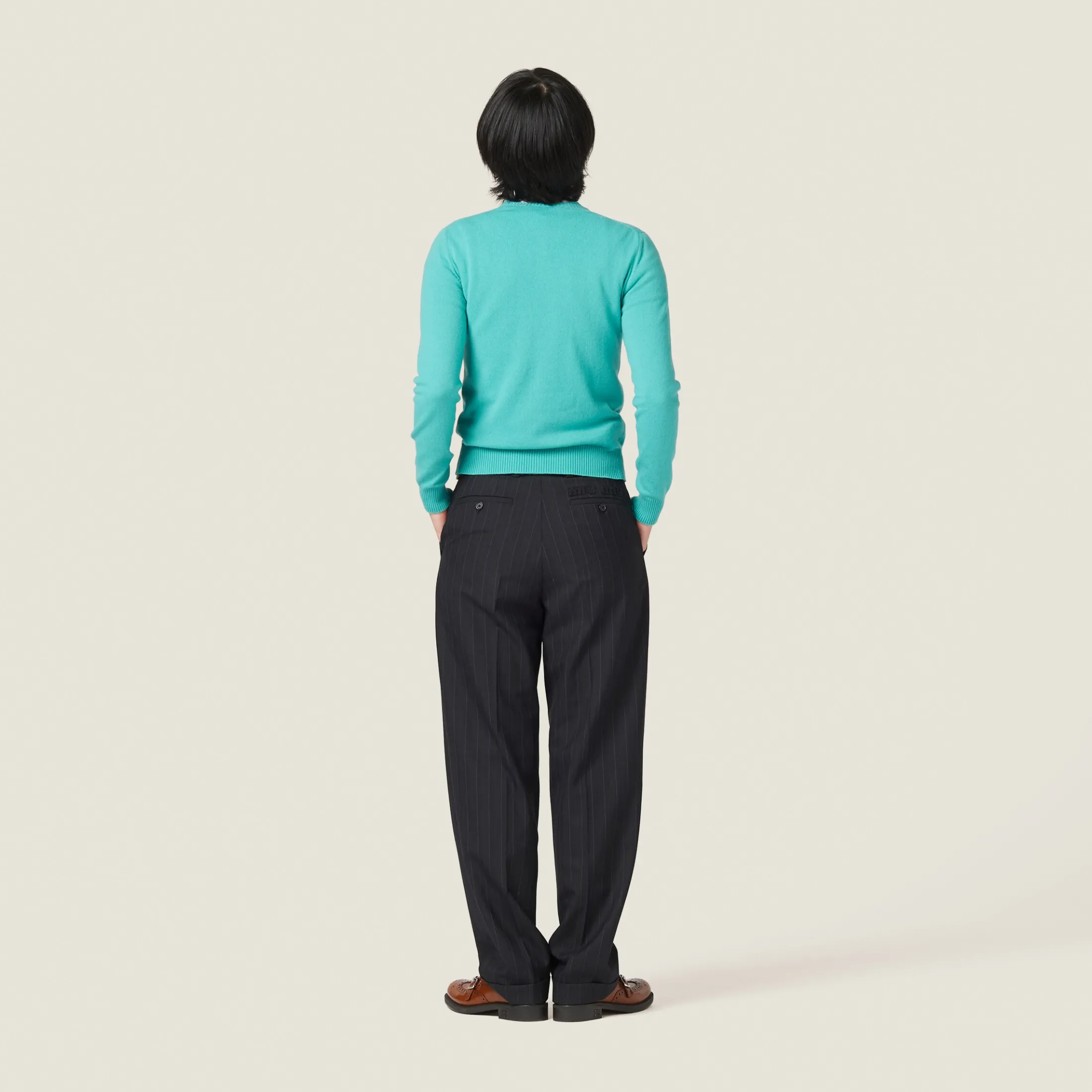 Black Pinstriped Pants | Miu Miu
