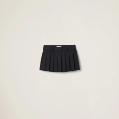 Black Pleated Pinstripe Skirt | Miu Miu