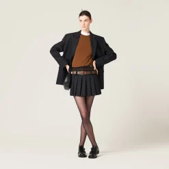 Black Pleated Pinstripe Skirt | Miu Miu