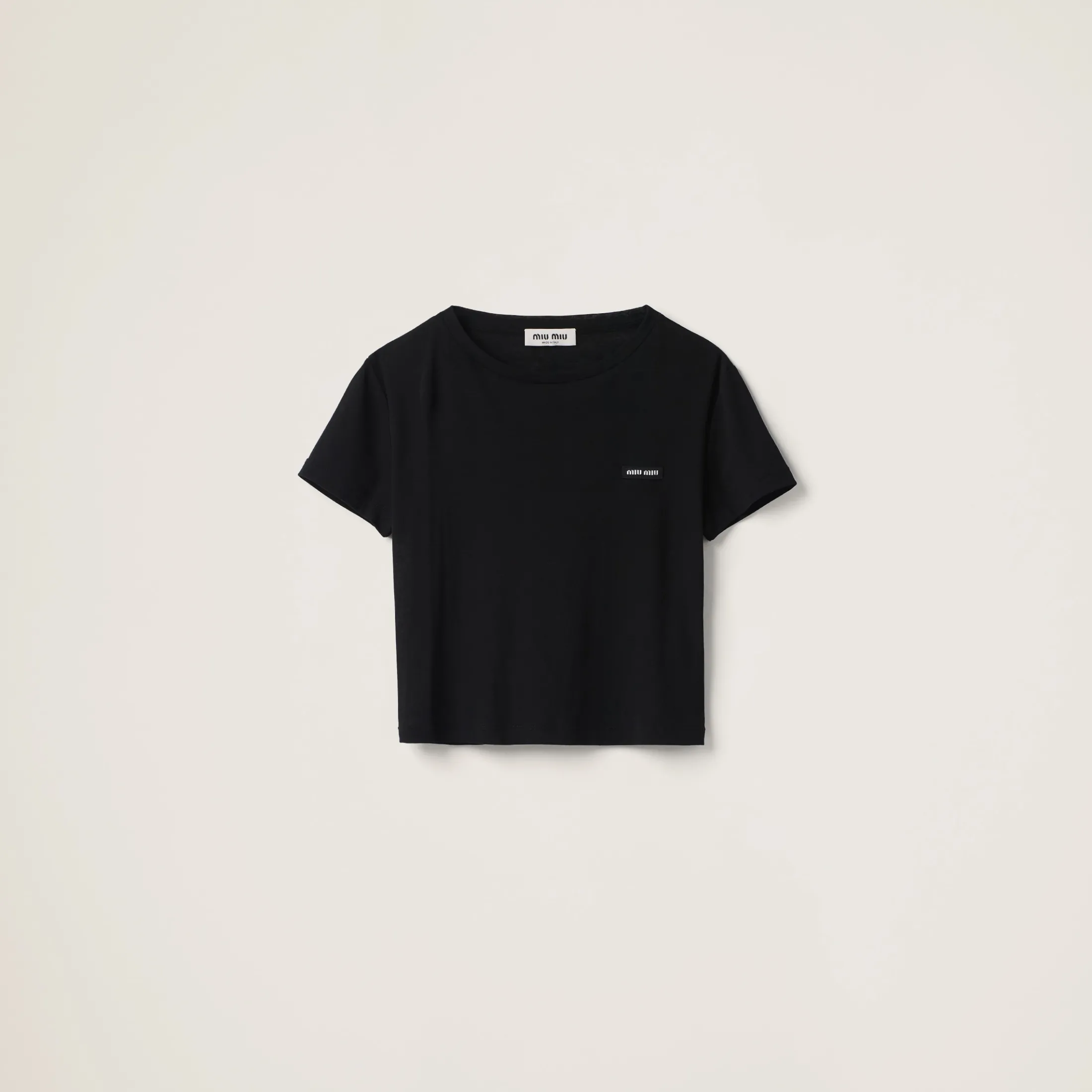 Black Ribbed Jersey T-shirt | Miu Miu