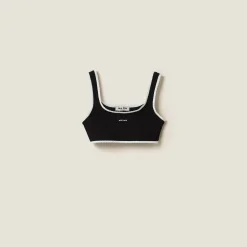 Black Ribbed Knit Top | Miu Miu