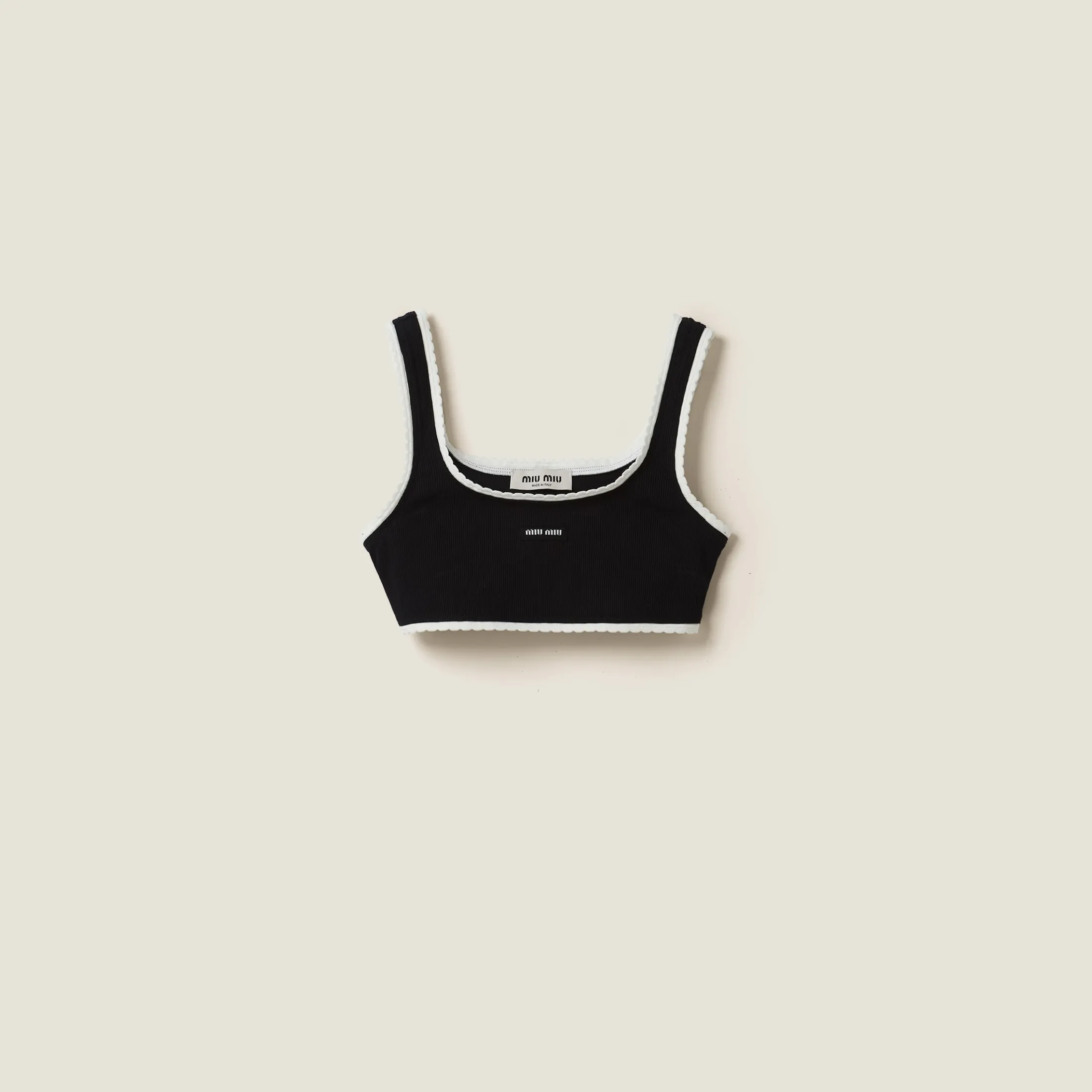 Black Ribbed Knit Top | Miu Miu